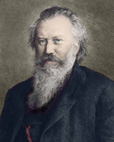 Retrato de Johannes Brahms (1833 - 1897), compositor, pianista e maestro alemão - de Unknown artist