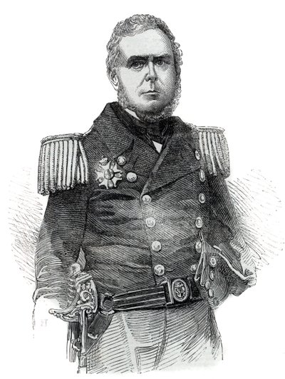 Retrato de John Pascoe Grenfell (1800-1869) oficial da marinha e diplomata do Império do Brasil - Gravura 1852 de Unknown artist