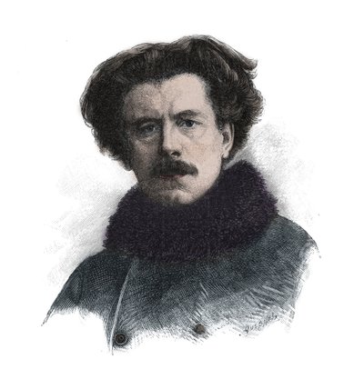 Retrato de Joseph Auguste Maurice Rollinat (1846 -1903) Poeta inglês - gravura de Unknown artist