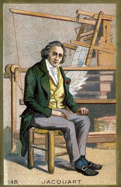 Retrato de Joseph Marie Jacquard (1752-1834), inventor mecânico francês do tear. Cromolitografia do final do século XIX. de Unknown artist