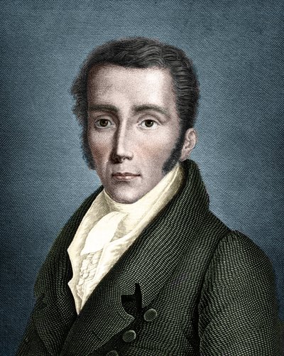 Retrato de Joseph von Fraunhofer (1787 - 1826) óptico e físico alemão, fundador da espectroscopia. de Unknown artist