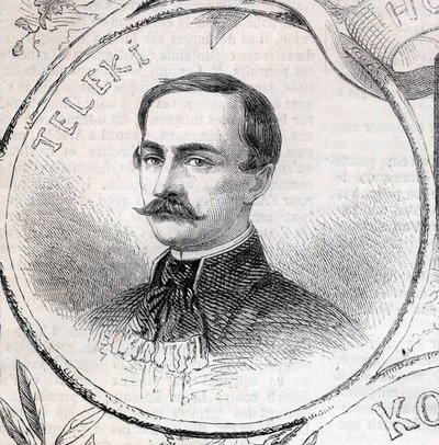 Retrato de Laszlo Teleki (1811-1861), escritor e político húngaro - Gravura em "O Mundo Ilustrado de Unknown artist