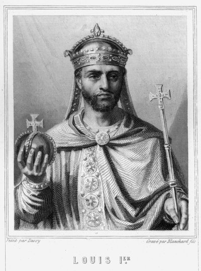 Retrato de Luís I o Pio ou o Debonário (778 - 840), Imperador do Ocidente - em "Histoire des Français" de Lavallée, gravura, sd. de Unknown artist