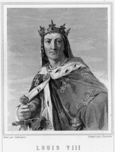 Retrato de Luís VIII (1187 - 1226), Rei de França - em "Histoire des Français" de Lavallée, gravura, sd. de Unknown artist