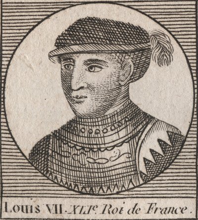 Retrato de Luís VII dit le Jeune (1120-1180), Rei dos Francos de 1137 a 1180 - Luís VII (chamado o Jovem ou o Jovem), Rei dos Francos - gravura de "Instruction sur l
