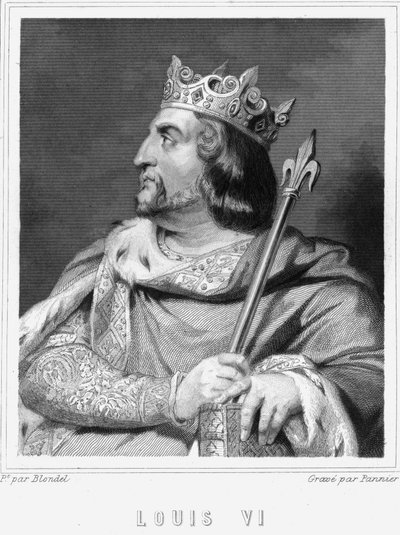 Retrato de Luís VI le Gros (1081 - 1137), Rei de França - em "Histoire des Français" de Lavallée, gravura, sd. de Unknown artist