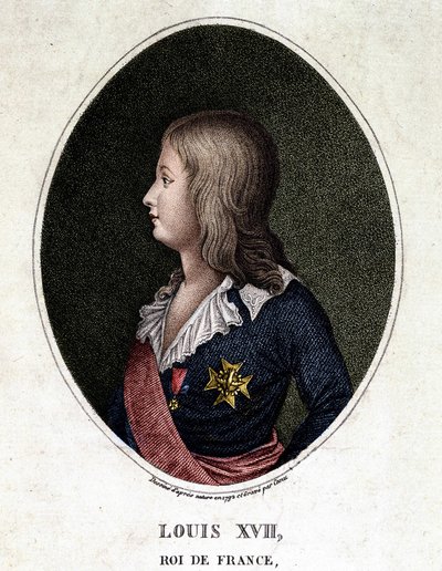 Retrato de Luís XVII, golfinho de França - gravura do século XIX de Unknown artist