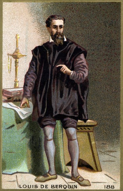 Retrato de Louis de Berquin (1485 - 1529), cavaleiro e humanista. Cromolitografia do século XIX. de Unknown artist
