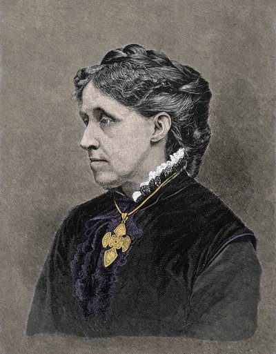 Retrato de Louisa May Alcott (1832-1888), romancista americana. Gravura a cores do século XIX. de Unknown artist