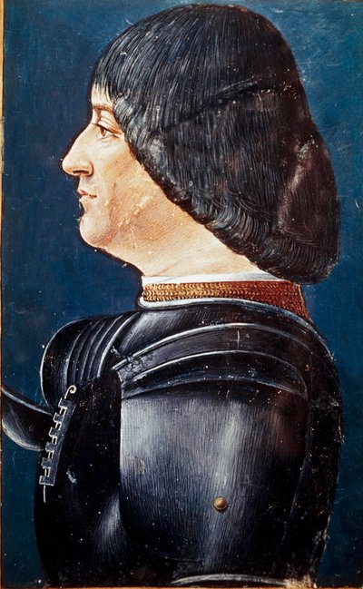 Retrato de Ludovic Marie Sforza dit le More (Ludovico Maria Sforza detto il Moro) (1452-1508) Miniatura em "Gramática" de Aelius Donatus (Donato), final do século XV. Biblioteca Trivulziana, Milão. ms. 2167. de Unknown artist