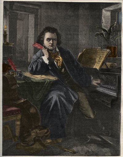 Retrato de Ludwig van Beethoven (1770-1827), compositor e pianista alemão de Unknown artist