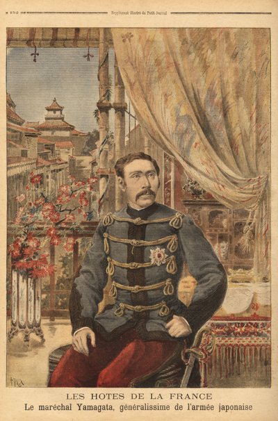 Retrato de Marechal Yamagata Aritomo (1838-1922), soldado e político japonês, comandou o primeiro exército do Japão durante a guerra contra a China em 1894. Gravura em "Le petit journal" 10/05/1896. A coleção de Selva. de Unknown artist