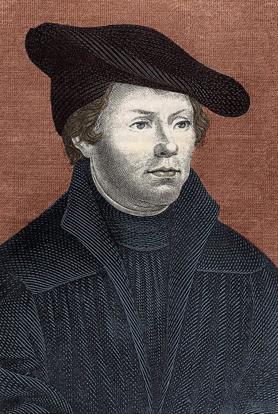 Retrato de Martinho Lutero (1483 - 1546) Reformador religioso alemão - gravura de Unknown artist