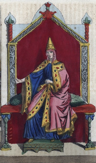 Retrato da Matilda da Toscana também conhecida como Matilda de Canoss (Matilde ou Mathilda) (1046 - 1115) Fidalga italiana - gravura de "Usi e Costumi di Tutti i Popoli dell