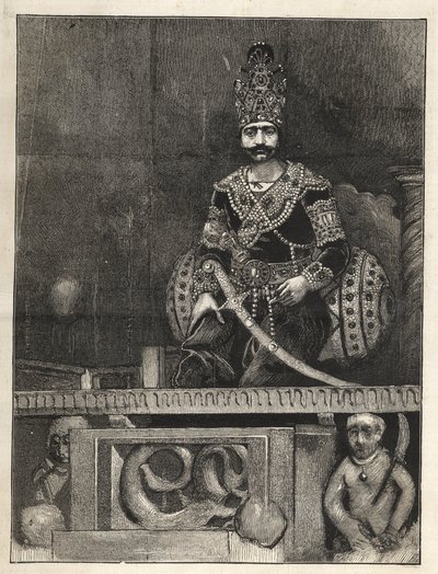 Retrato de Nasser Ed Din (1831-1896), Xá da Pérsia (Irã). Também chamado Nasseredin Shah, Nasserer-al-Din Shah Qajar, Nasser al-Din Shah Qajar, Nassiruddin Shah - (1831-1896) - 1873 de Unknown artist