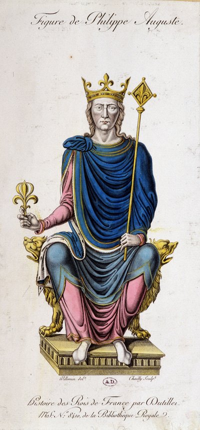Retrato de Philip Augustus no seu trono - de um documento do século XIII de Unknown artist