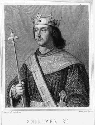 Retrato de Philippe VI de Valois (1294 - 1350), Rei da França - em "Histoire des Français" de Lavallée, gravura, sd. de Unknown artist