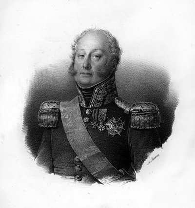 Retrato de Pierre Claude, Conde Pajot, dit Pajol (1772-1844), general francês, gravura do século XIX de Unknown artist