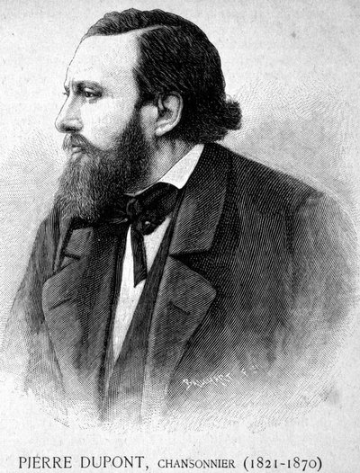 Retrato de Pierre Dupont, Chansonnier (1821 -1870) - em "Les Contemporains", n.d. final do século XIX. de Unknown artist