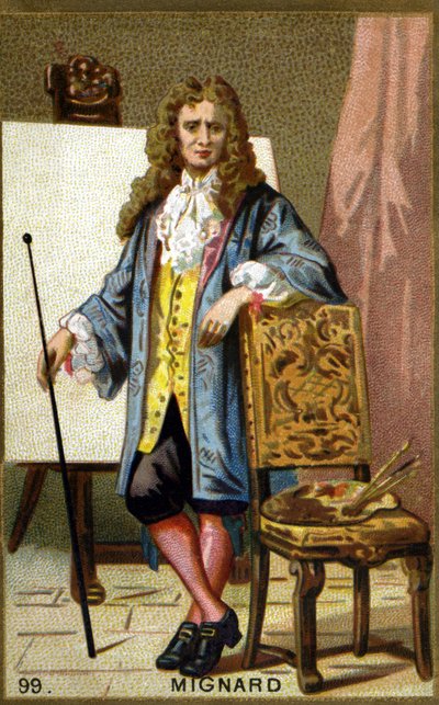 Retrato de Pierre Mignard (1612 - 1695), pintor, decorador e cartoonista francês. Cromolitografia do século XIX. de Unknown artist