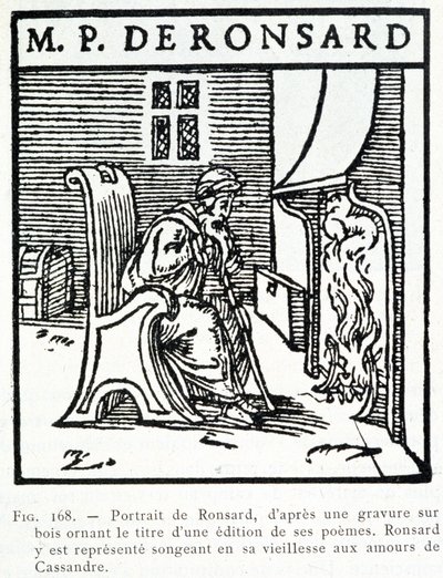 Retrato do antigo pensamento de Pierre de Ronsard sobre os amores de Cassandre - a gravura em madeira de Unknown artist