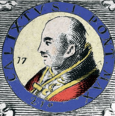 Retrato do Papa Calixte (ou Callist) I, papa nascido em 155 (Papa San Callisto). de Unknown artist