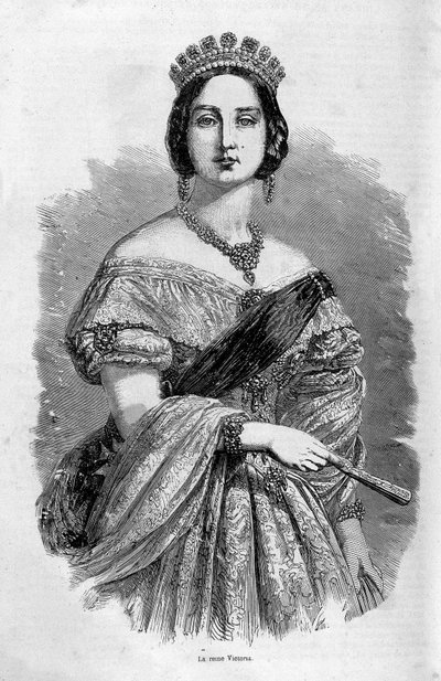 Retrato da Rainha Vitória jovem - gravura, meados do século XIX de Unknown artist