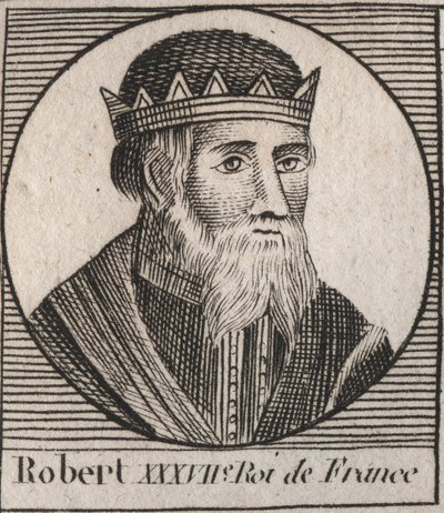 Retrato de Robert I (866--923), Rei da Francia Ocidental de 922 a 923, gravura de "Instruction sur l