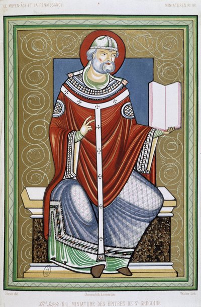 Retrato de São Gregório, cromo 19 da miniatura das Epístolas de São Gregório de Unknown artist