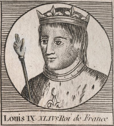 Retrato de Saint Louis (Saint-Louis, Louis IX (1214-1270) - Saint Louis IX (1214-70) rei da França - gravura de "Instruction sur l