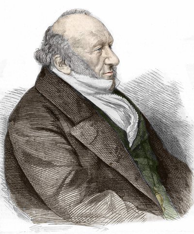 Retrato de Sir Moses Montefiore (1784-1885) banqueiro e filantropo inglês, de origem italiana. gravura de 1867. de Unknown artist