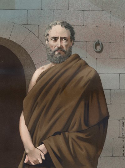 Retrato de Sócrates. Filósofo grego -470 -399 de hombres y Mujeres celebres. Barcelona 1877. de Unknown artist