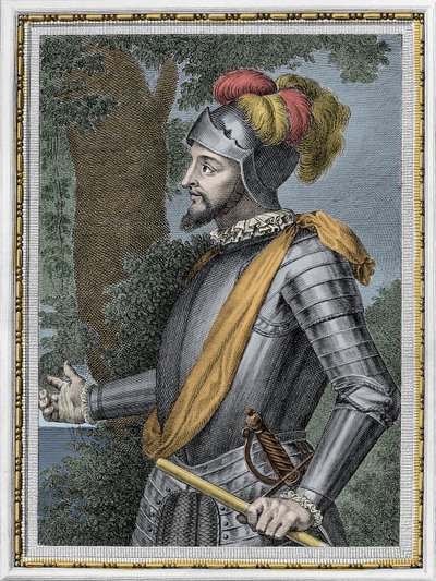 Retrato de Vasco Nunez de Balboa, conquistador espanhol (1475-1517) - Gravura do século XIX de Unknown artist