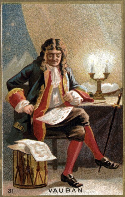 Retrato de Vauban (1633 - 1707). (Sébastien Le Prestre de Vauban) Maréchal de France e engenheiro militar. Cromolitografia do século XIX. de Unknown artist