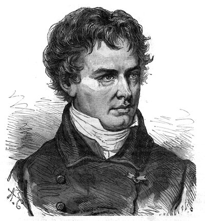 Retrato de Victor Jacquemont (1801 - 1832), botânico e viajante francês - Gravura em "A pitoresca história das grandes viagens no século XIX". 1877 de Unknown artist