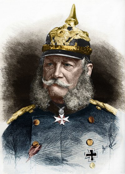 Retrato de Guilherme I (1797-1888), Rei da Prússia e Imperador da Alemanha. Gravura do final do século XIX. de Unknown artist