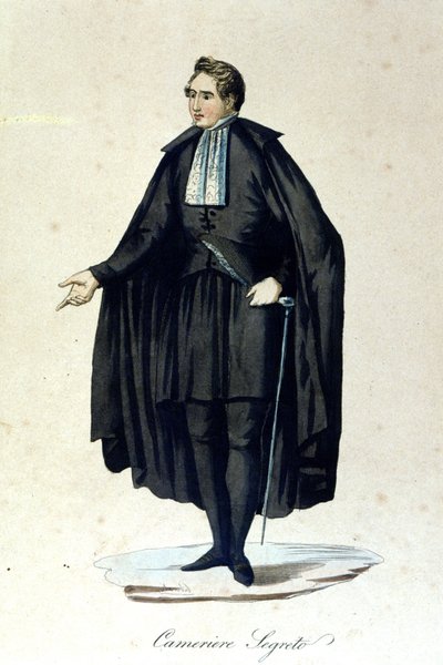 Retrato de uma câmara secreta do Estado do Vaticano. Gravura do século XIX. de Unknown artist