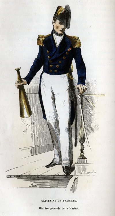Retrato do capitão de um navio. em "História Geral da Marinha" por Van Tenac de Unknown artist