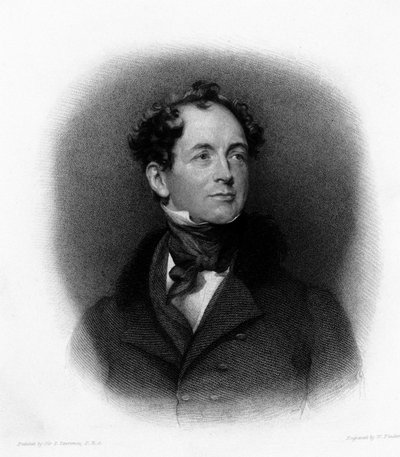 Retrato do poeta irlandês Thomas Moore (ou Thomas More) (1779-1852) Gravura do século XIX de Unknown artist