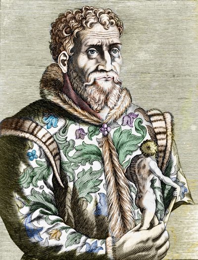 Retrato do pintor italiano Michelangelo Buonarroti conhecido como Michelangelo (Michelangelo ou Michel Ange de Unknown artist