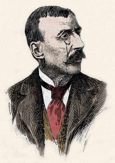 Retrato do escritor e diplomata português José Maria de Eeca de Queiros ou Queiroz (1845-1900). Gravura do século XIX de Unknown artist