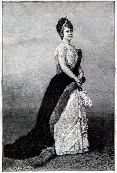 Retrato da Rainha da Roménia Elisabeth Pauline Ottilie Louise de Wied, conhecida como Carmen Sylva (1843-1916), esposa do Rei Carlos I - Gravura de 1893 - Elizabeth de Wied da Roménia, final do século XIX - Retrato de Elizabeth (1843-1916), Rainha de Unknown artist