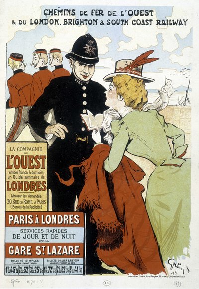 Cartaz da Western Railway e da Paris-London Railway, de Grun de Unknown artist