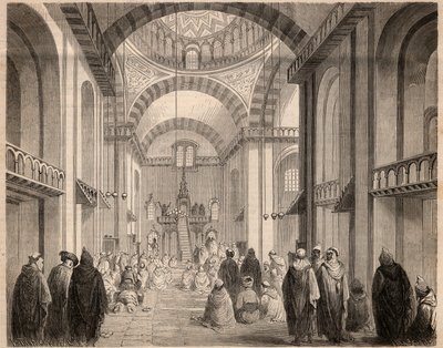 Preces do Ramadão (Careme muçulmano) na Grande Mesquita de Argel, em 1862. Gravação no "Le Monde ilustre" de 1862. Coleção privada. de Unknown artist