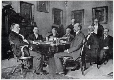 O Presidente McKinley e o seu Gabinete na Casa Branca de Unknown artist