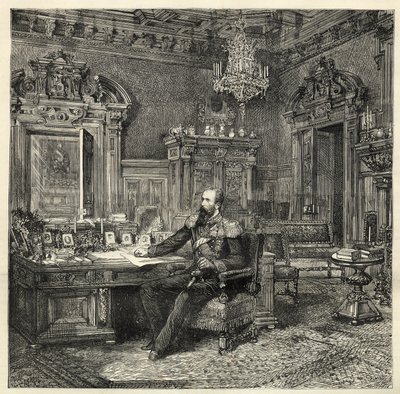 Príncipe Alexandre da Bulgária (1857-1893), em seu estudo - Alexandre de Battenberg - Retrato de Alexandre I da Bulgária ou Alexandre de Battenberg (1857-1893) em seu gabinete de trabalho - 1886 - de Unknown artist