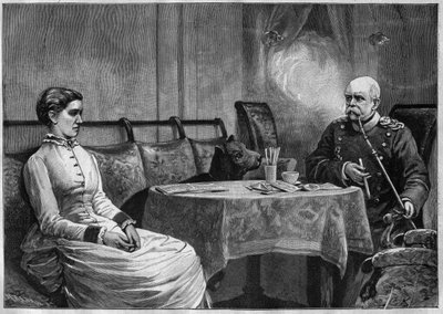 Príncipe Otto von Bismarck (1815-98) e sua esposa, Johanna (1824-94) - gravura 1887 de Unknown artist
