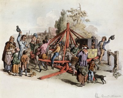 Cavalgada pública na Grã-Bretanha - litografia, deb. Século XIX de Unknown artist