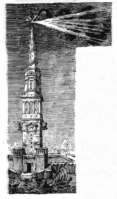 Reconstrução do farol de Alexandria depois de Ebers Egypt. de Unknown artist