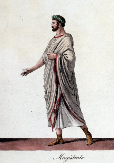 Representação de um magistrado romano. Gravura do início do século XIX. de Unknown artist